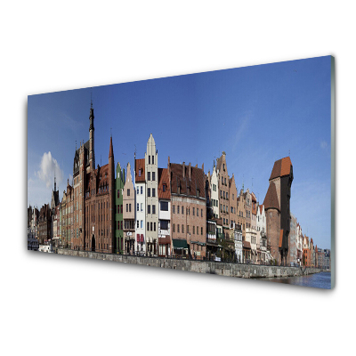 Sklenený obraz Domy na nábreží
