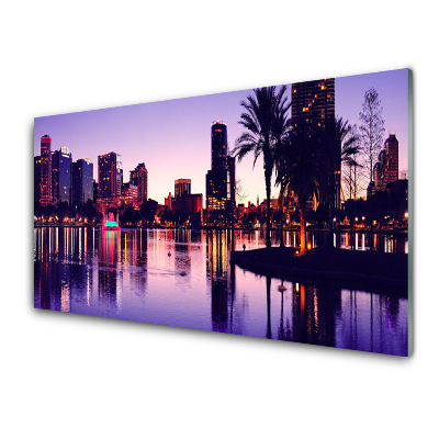 Skleneny obraz Pohľad na mesto pri západe slnka