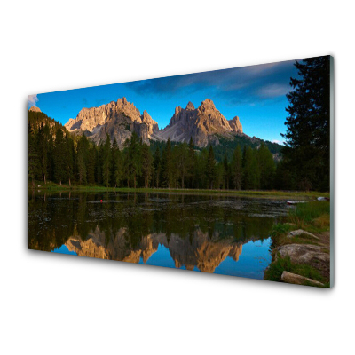 Obraz na skle Horská krajina a jazero