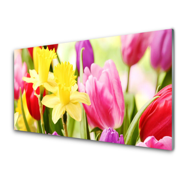 Obraz na skle Tulipány a narcisy