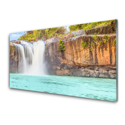 Skleneny obraz Vodopád na jazere
