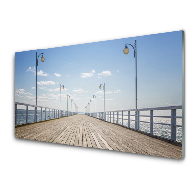 Sklenený obraz Mólo pri mori obloha