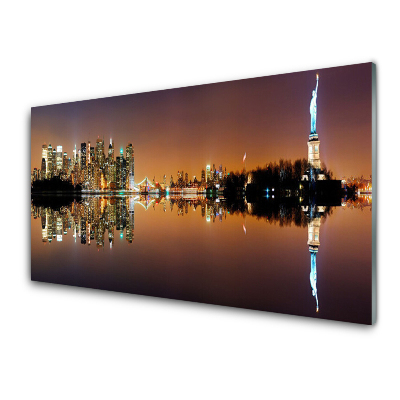 Skleneny obraz New York v nočnom odraze