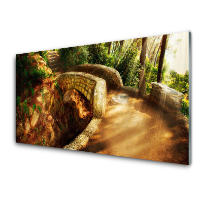 Sklenený obraz Most hlboko v lese