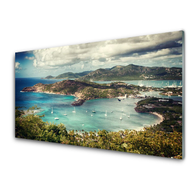 Sklenený obraz Pohľad na lode v zátoke