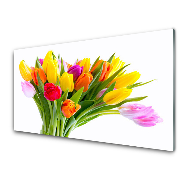 Skleneny obraz Kytica farebných tulipánov