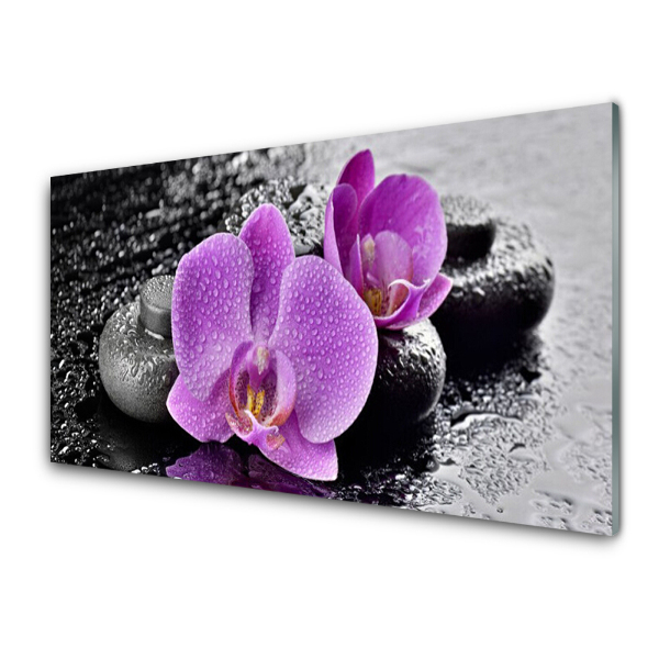 Obraz na skle Svetlo fialové orchideové kamene