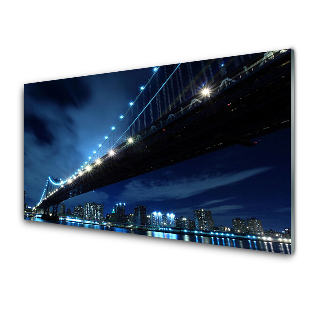 Skleneny obraz Bridge City tmavomodrá obloha