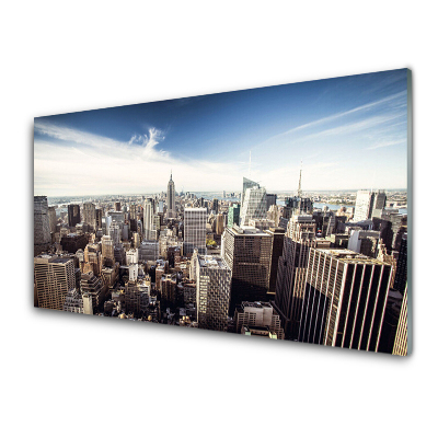 Sklenený obraz Mestské mrakodrapy Budovy modrá obloha