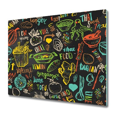 Sklenená doska na krájanie Kreslenie potravín