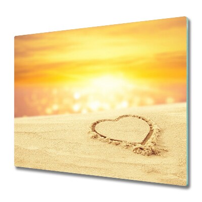 Sklenená doska na krájanie Srdce v piesku