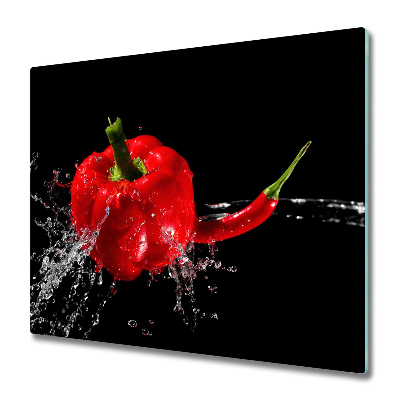 Sklenená doska na krájanie Červené korenie a chilli