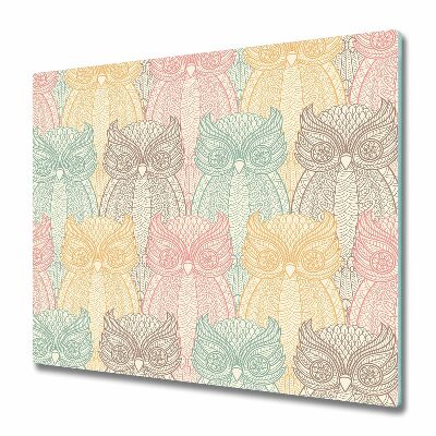 Sklenená doska na krájanie Dúhové sovy