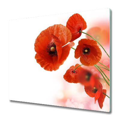 Doska na krájanie Červené maky na bielom pozadí,