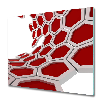 Sklenená doska na krájanie Červené šesťuholníky