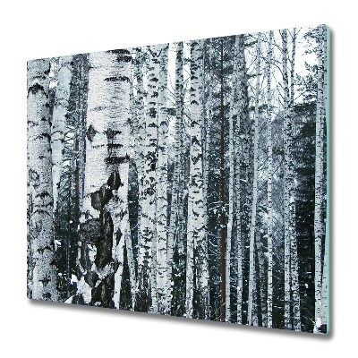 Sklenená doska na krájanie Čierne a biele brezy