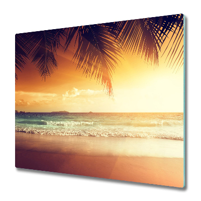 Sklenená doska na krájanie Východ slnka na pláži