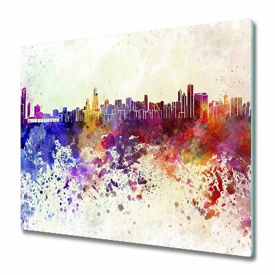 Sklenená doska na krájanie Dúhová panoráma Chicaga