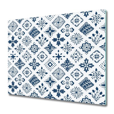 Sklenená doska na krájanie Modré kosoštvorcové vzory