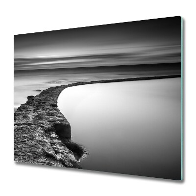 Doska na krájanie Kamenistá čiernobiela pláž