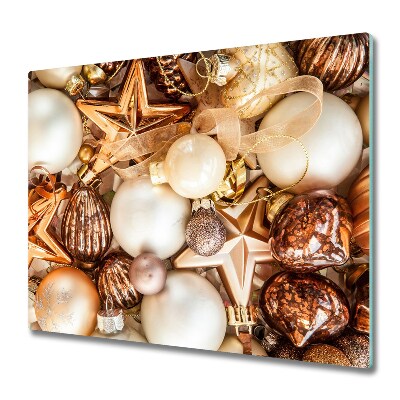 Sklenená doska na krájanie Vianočné zlaté ozdoby