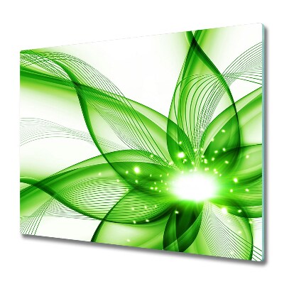 Sklenená doska na krájanie Zelený abstraktný kvet