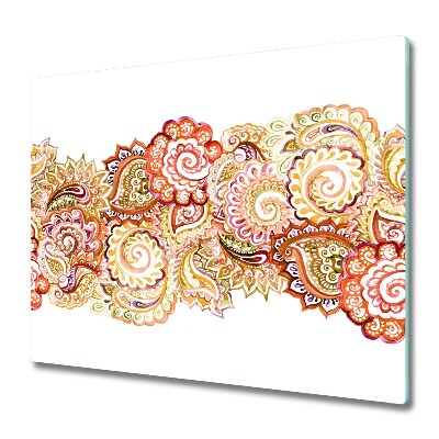 Sklenená doska na krájanie Oranžový vzor ornamentov