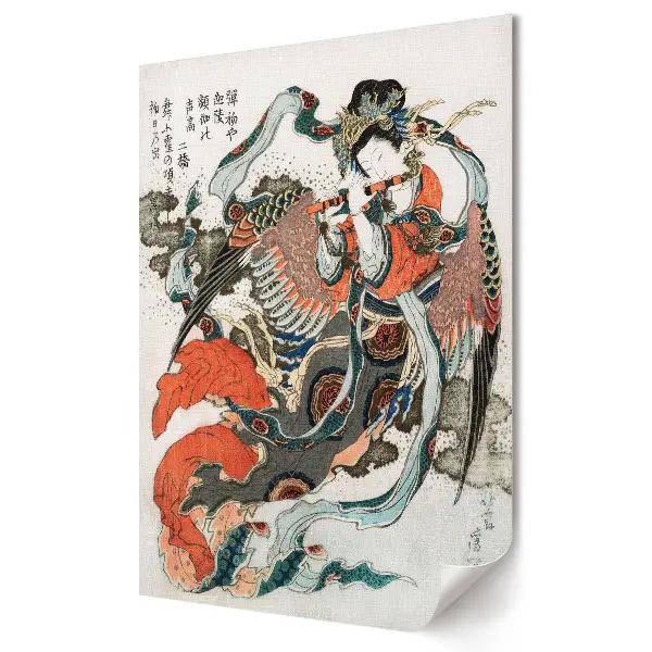 Retro plagát s motívom tradičného japonského tanca a umenia
