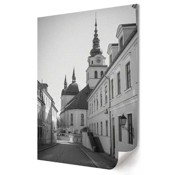 Retro plagát Čaro starého mesta v monochromatickom štýle