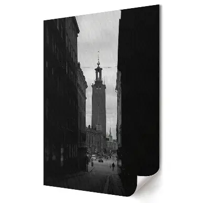 Plagát Zimná panoráma mesta v monochromatickom štýle