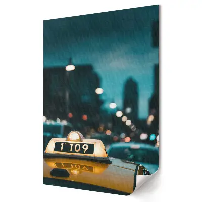Retro plagát Mesto v noci Taxi v žiari