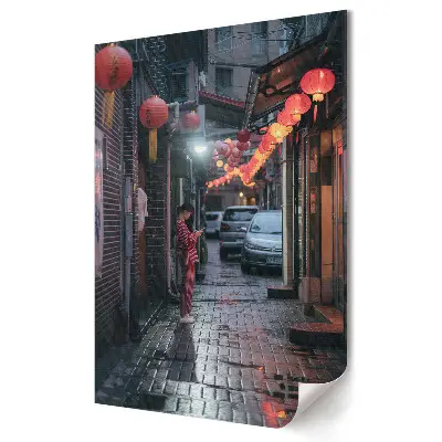 Retro plagát Večer na ulici s lampášmi