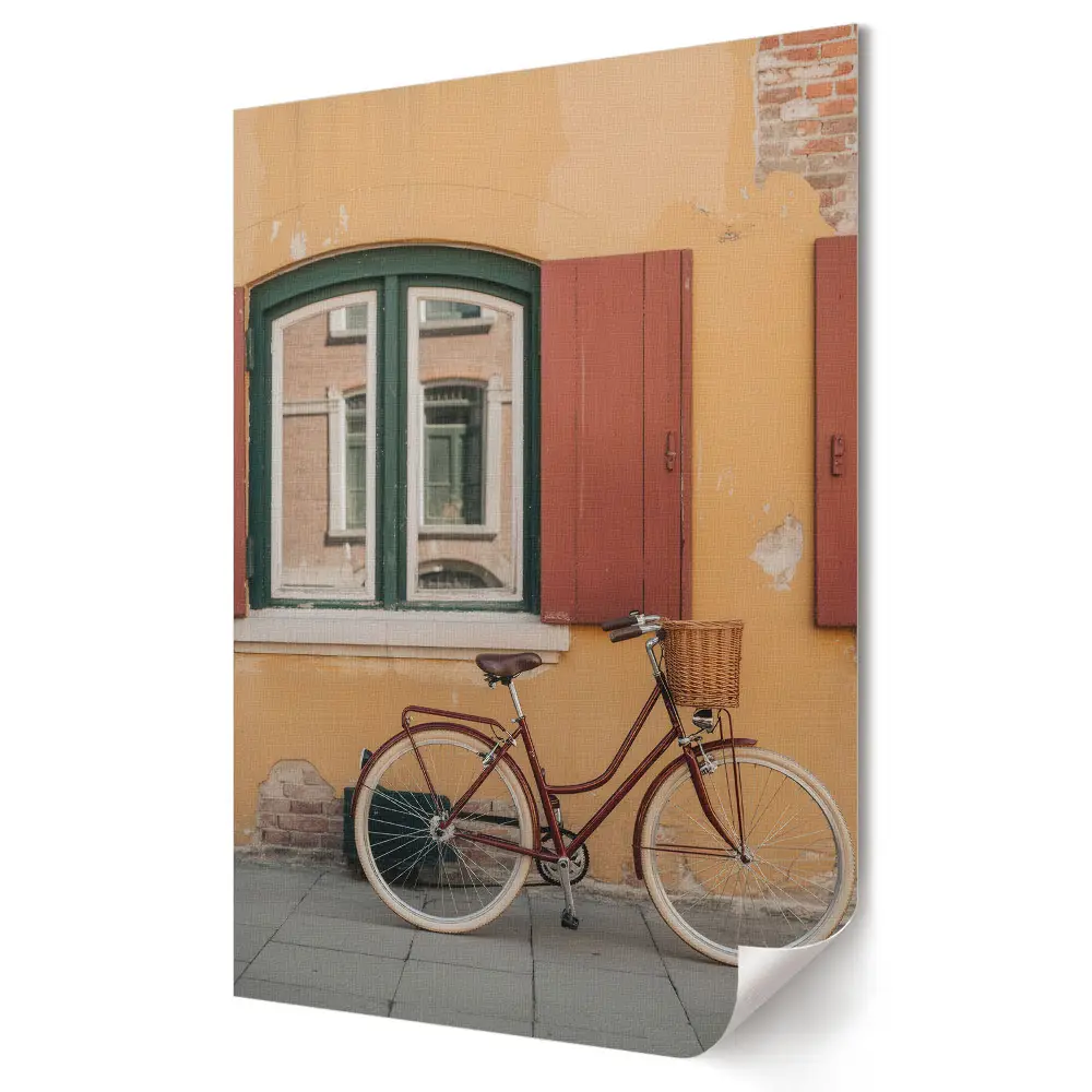 Plagát do obývačky Očarujúci bicykel pri farebnej stene