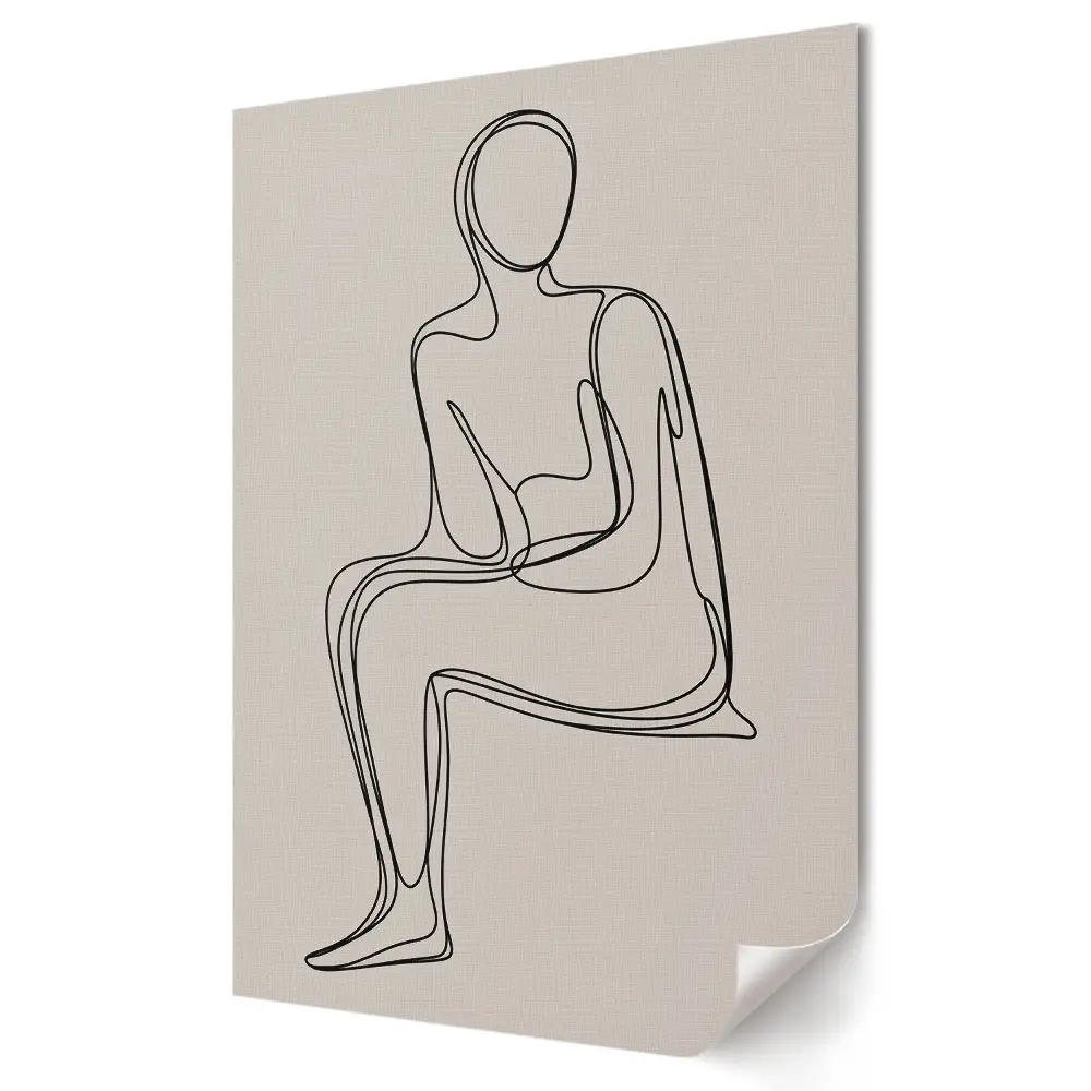 Retro plagát s minimalistickou čiarovou postavou