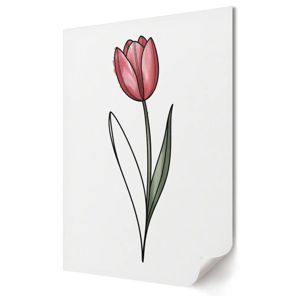 Retro plagát Elegantný tulipán na bielom pozadí