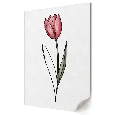 Retro plagát Elegantný tulipán na bielom pozadí