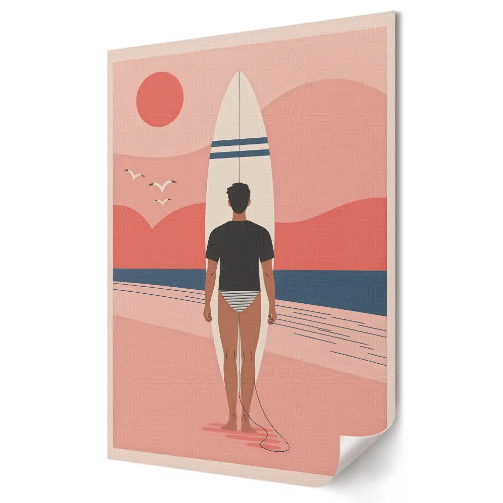Retro plagát Surfovacie sny na pláži Sunset Beach