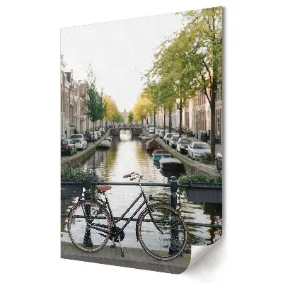 Plagát Očarujúci kanál v Amsterdame s bicyklom