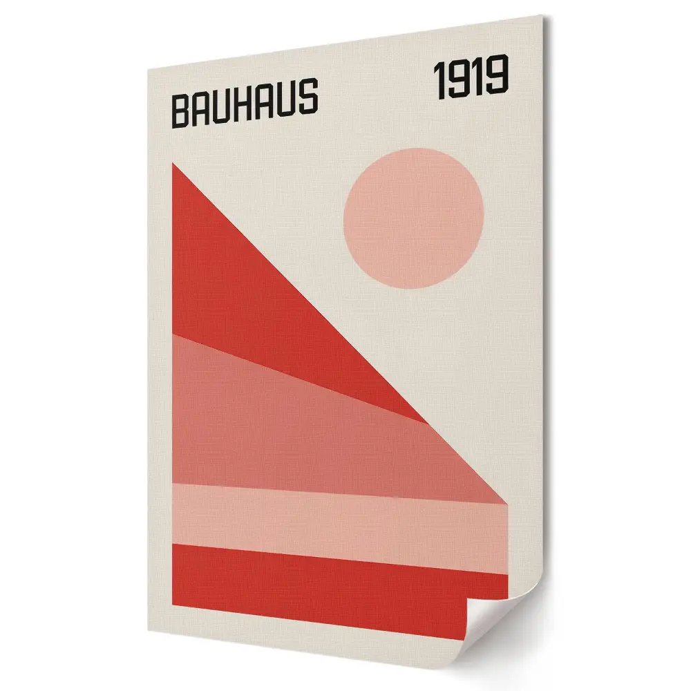 Minimalistický plagát Bauhaus 1919 s geometriou a farbou