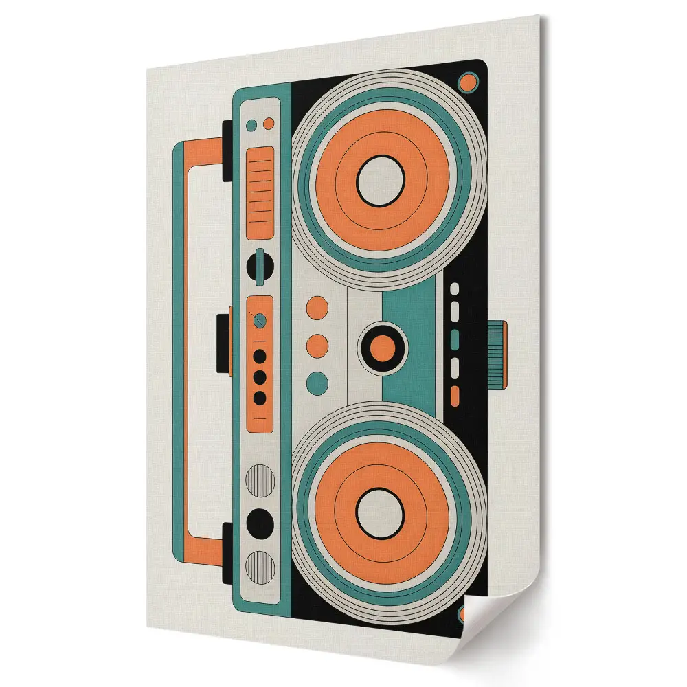 Plagát do obývačky Retro boombox v štýle 80. rokov