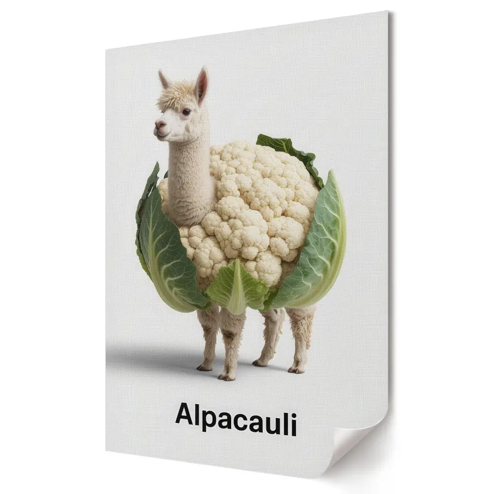 Plagát Alpaka v kapuste a karfiole