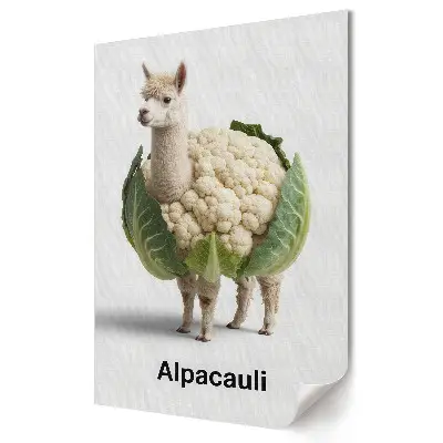 Plagát Alpaka v kapuste a karfiole