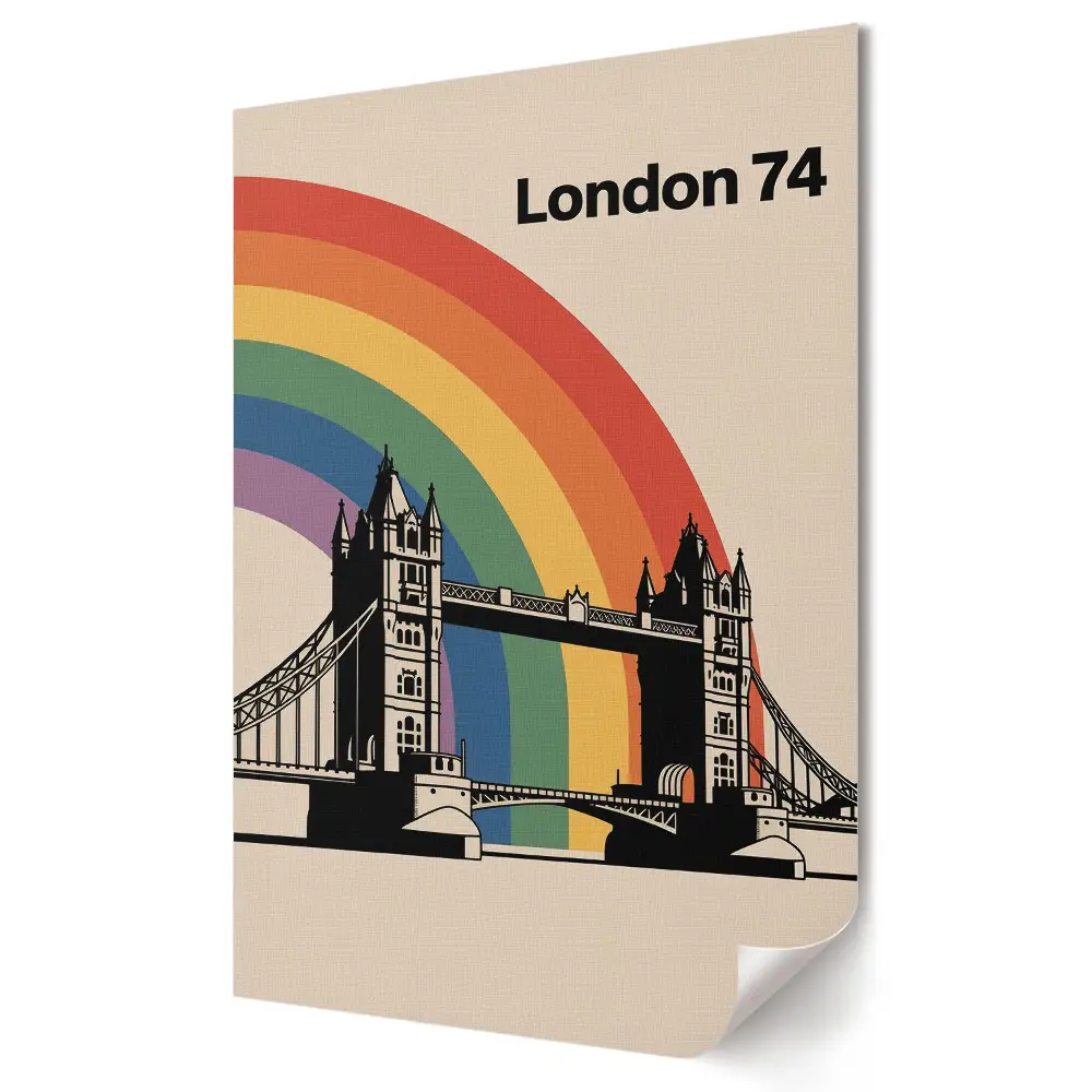 Retro plagát Dúhový Londýn s Tower Bridge