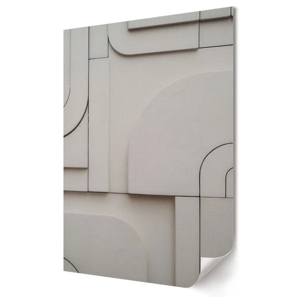 Plagát do obývačky s minimalistickou geometrickou kompozíciou v béžovej farbe