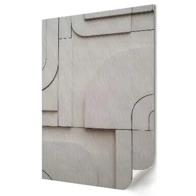 Plagát do obývačky s minimalistickou geometrickou kompozíciou v béžovej farbe