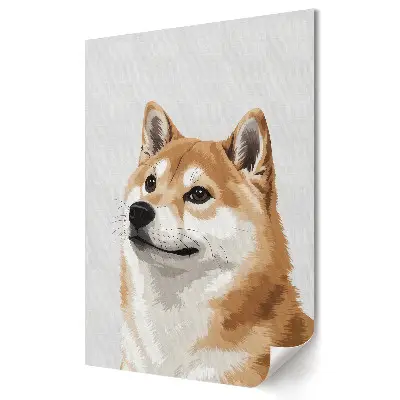 Retro plagát s portrétom psa plemena Shiba Inu