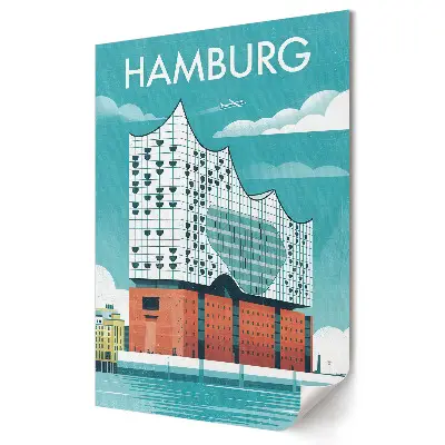 Plagát s ilustráciami modernej architektúry v Hamburgu