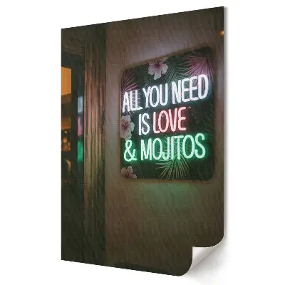 Plagát do obývačky Láska a mojito v neónovom svetle