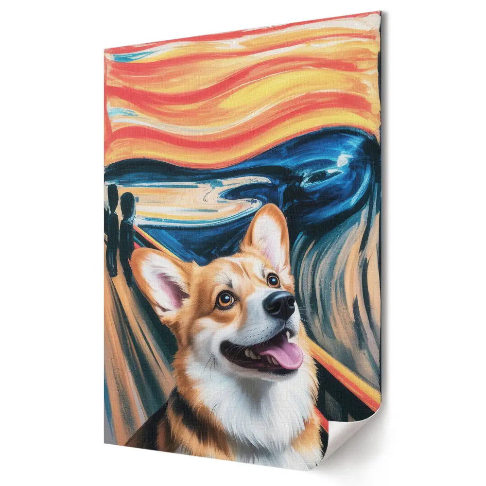 Plagát do obývačky Corgi v štýle abstraktného expresionizmu