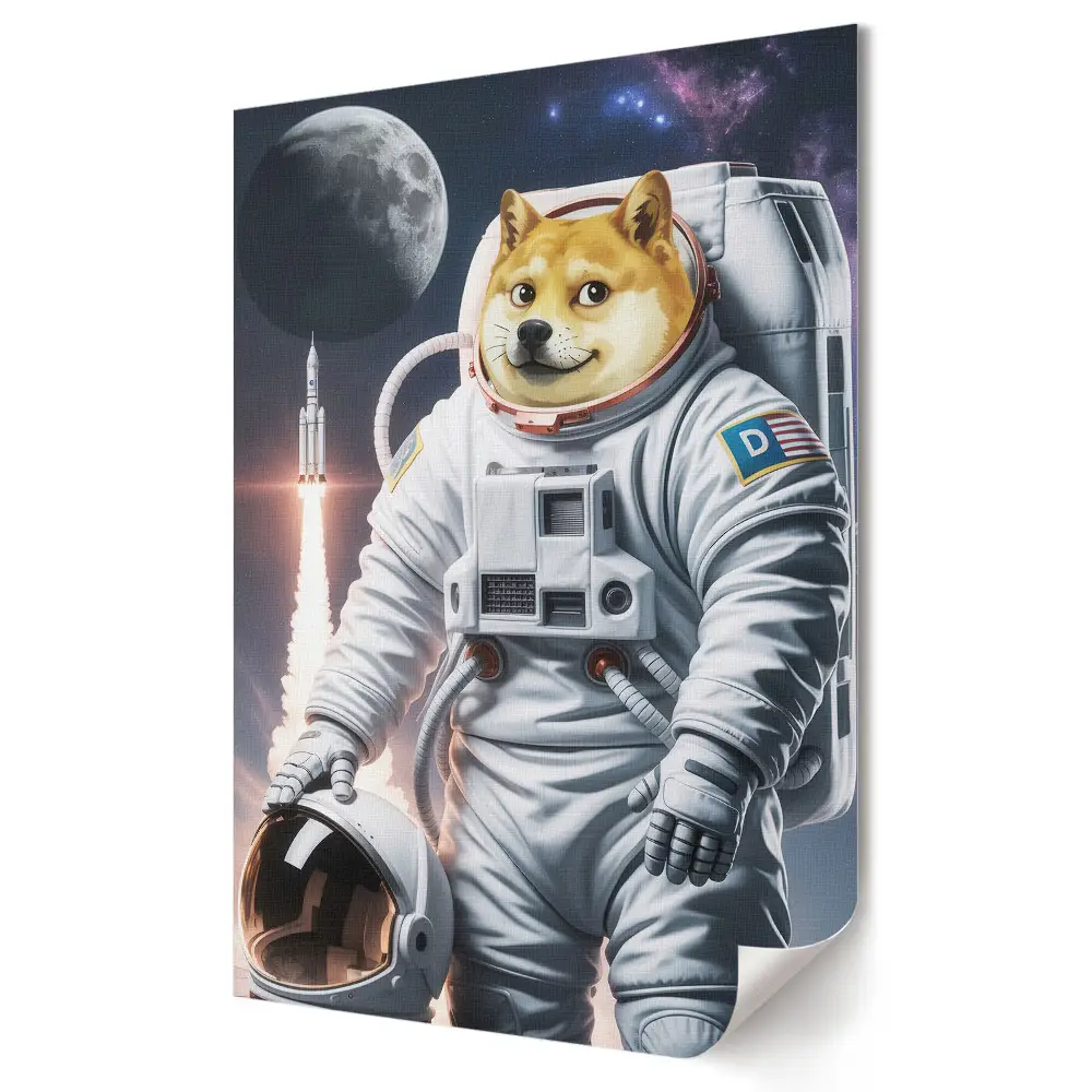 Retro plagát Psí astronaut na vesmírnej misii